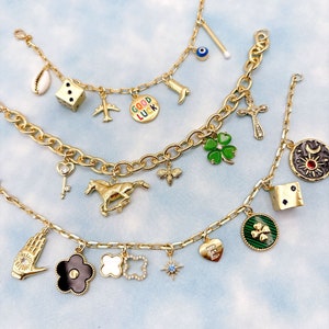 Build Your Own Custom Charm Bracelet. Gold Charm Bracelet. Custom Charm Bracelet. Gift for Her.