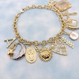 Build Your Own Custom Charm Bracelet. Gold Charm Bracelet. Custom Charm Bracelet. Gift for Her.