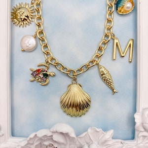 Build Your Own Custom Charm Necklace. Gold Charm. Custom Necklace. Gift for Her. Summer Beach Jewelry. Ocean Sea Life. Seashell Necklace.