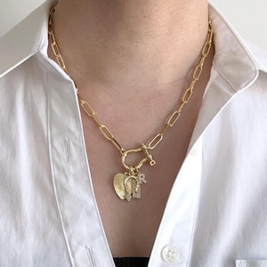 Build Your Own Custom Charm Necklace. Carabiner Necklace. Screw Clasp Necklace. Gold Charm Necklace. Custom Charm Necklace. Gift for Her.