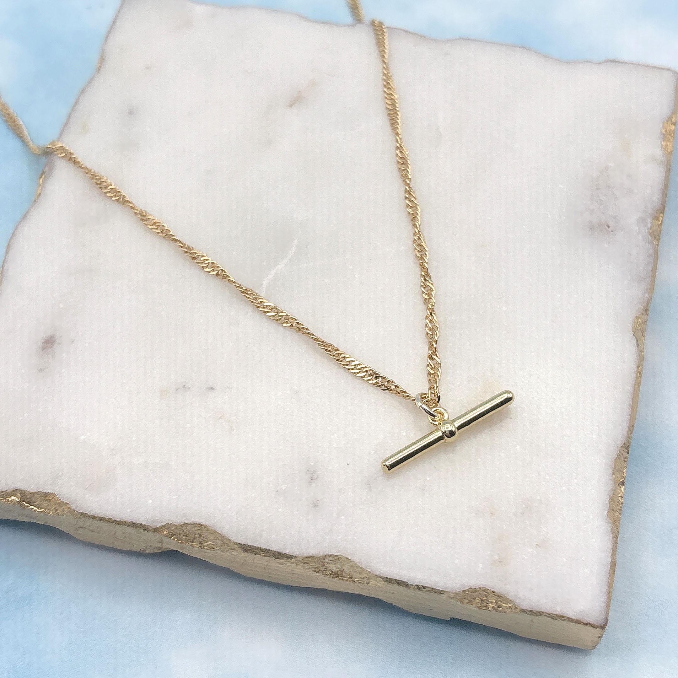 Gold t bar necklace - Etsy 日本