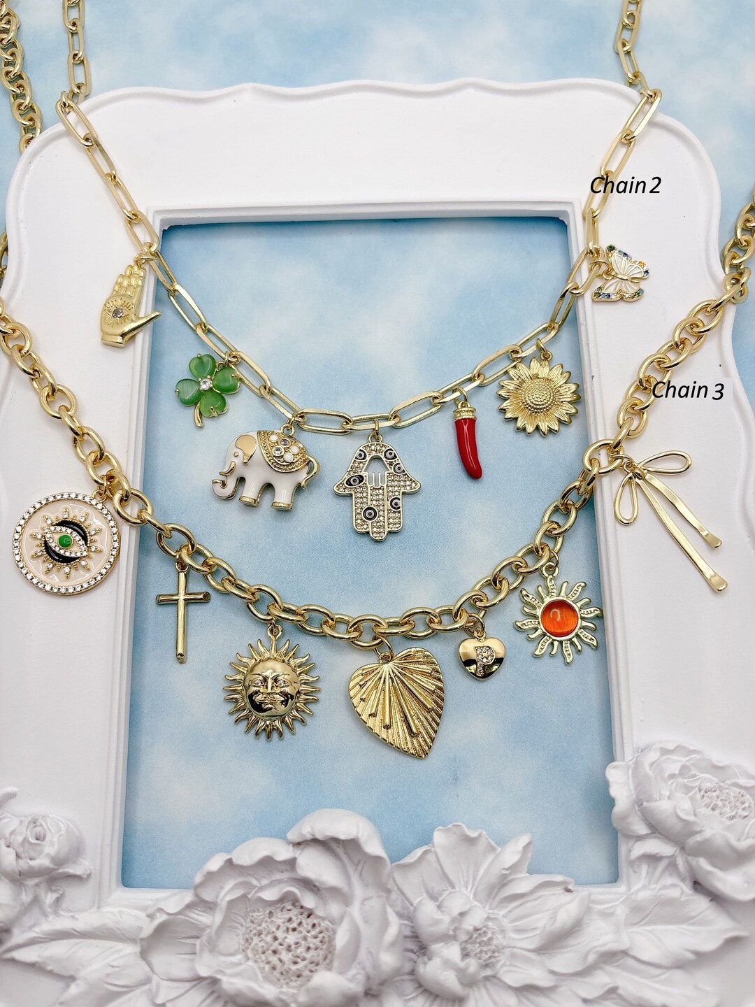 Build Your Own Custom Charm Necklace. Gold Charm Necklace. Custom Charm ...