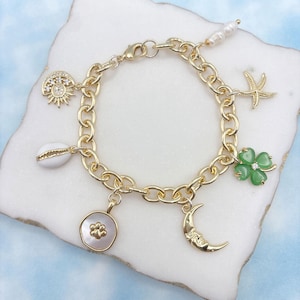 Build Your Own Custom Charm Bracelet. Gold Charm Bracelet. Custom Charm Bracelet. Gift for Her.