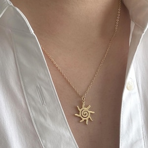 Sun Spiral Necklace. Sunburst Necklace. Celestial Necklace. Summer Necklace. Swirl Necklace. Boho Necklace. Jewelry Gift for Her.