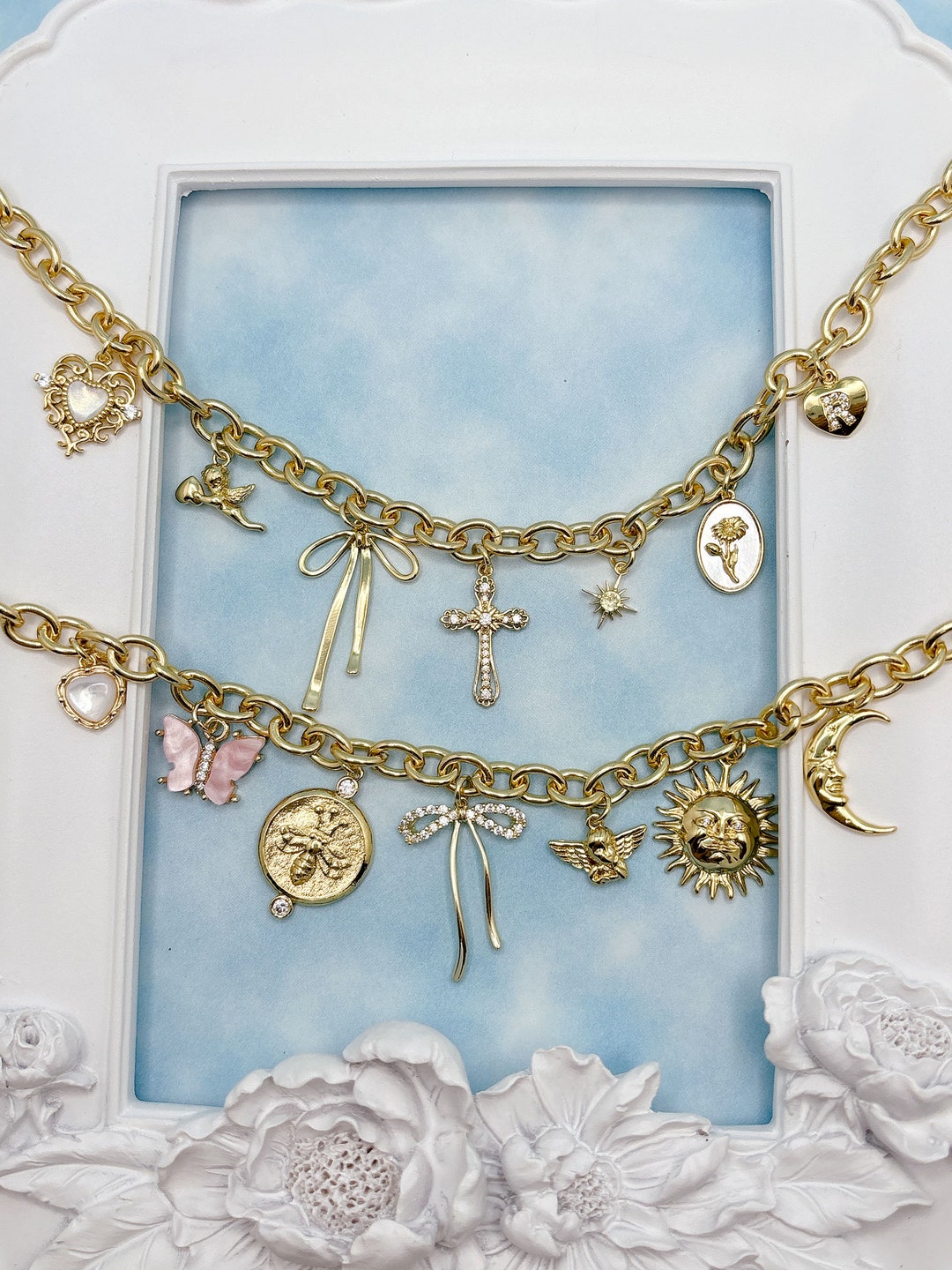 Build Your Own Custom Charm Necklace. Gold Charm Necklace. Custom Charm ...