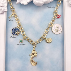 Build Your Own Custom Charm Necklace. Gold Charm Necklace. Mermaid Necklace. Beach Tropical Necklace. Shell Necklace. Gift for Her.