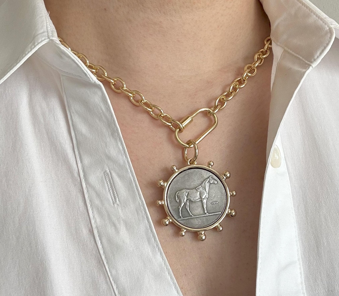 Pearl Horse Coin Necklace main image 1