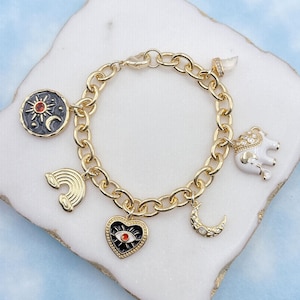 Build Your Own Custom Charm Bracelet. Gold Charm Bracelet. Custom Charm Bracelet. Gift for Her.