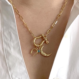 Build Your Own Custom Charm Necklace. Carabiner Necklace. Screw Clasp Necklace. Gold Charm Necklace. Custom Charm Necklace. Gift for Her.