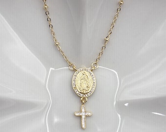 Gesegnete Mutter Jungfrau Maria Halskette. Religiöser Schmuck. Wunderbare Medaille Halskette. Mutter Maria Halskette. Muttertags Geschenk.