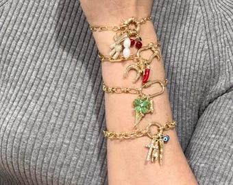 Vintage CHRISTIAN DIOR by GALLIANO Figural Charm Silver Bracelet