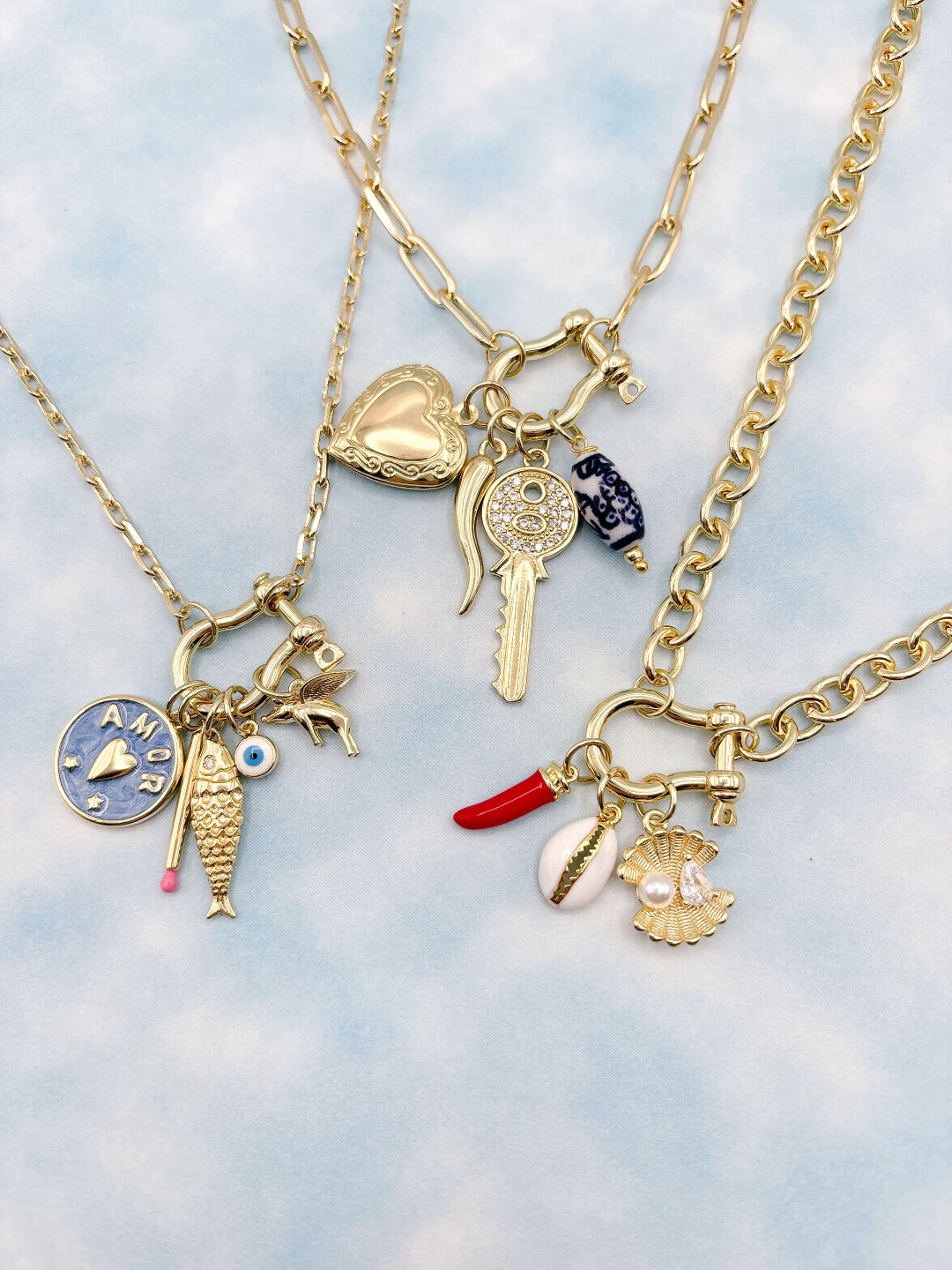 Build Your Own Custom Charm Necklace. Carabiner Necklace. Screw Clasp ...