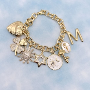 Build Your Own Custom Charm Bracelet. Gold Charm Bracelet. Custom Charm Bracelet. Gift for Her.