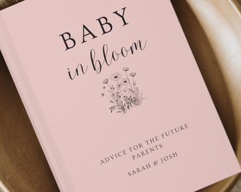Baby Shower Guest Book, Baby in Bloom Decor, Personalized Name Wishes for Baby, Advice for Parents, Gender Reveal Sign In Book