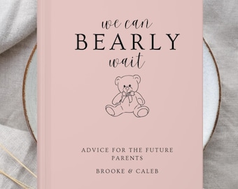 Pink Bear Baby Shower Gastenboek Wensen voor baby We Can Bearly Wait Baby Shower Decor Custom Gastenboek, Gepersonaliseerde Baby Shower-gastenboek