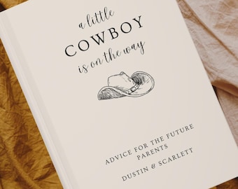 Cowboy Baby Shower Guest Book Wishes for Baby A Little Cowboy Is On The Way Baby Shower Decor Custom Guestbook, Personalized Name, Oh Boy
