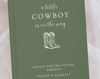 Cowboy Baby Shower Guest Book Wishes for Baby A Little Cowboy Is On The Way Baby Shower Decor Custom Guestbook, Personalized Name