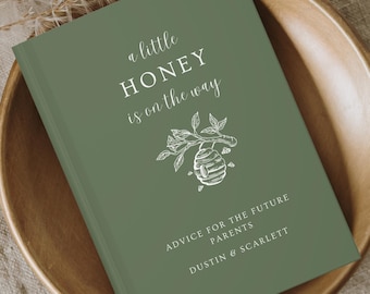 Livre d'or pour une baby shower sur le thème des abeilles : vœux pour bébé, un petit miel est en route, décoration de baby shower, livre d'or personnalisé, prénom personnalisé