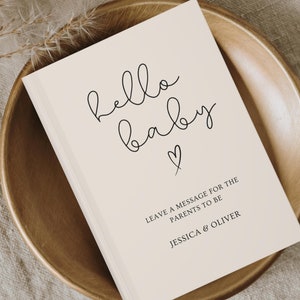 Baby Shower Guest Book, Hello Baby Decor, Personalized Name Wishes for Baby, Advice for Parents, Custom Gender Reveal Sign In Book