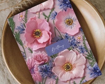 Hardcover Notebook Personalized Floral Notebook for Women | Wildflower Hardcover Personalized Journal