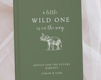 Safari Baby Shower Guest Book, Wishes for Baby, A Little Wild One Is on The Way Baby Shower Decor Custom Guestbook, Personalized Name