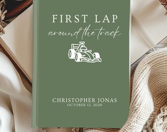 Libro de visitas de cumpleaños de la primera vuelta del coche, Fast One 1er cumpleaños personalizado nombre Primera vuelta niño 1er cumpleaños letras recuerdo letrero en fiesta de carreras