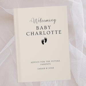 Welcoming Baby Shower Guest Book Wishes for Baby Boy Girl Hello Baby Shower Decor Custom Guestbook, Personalized Name Journal