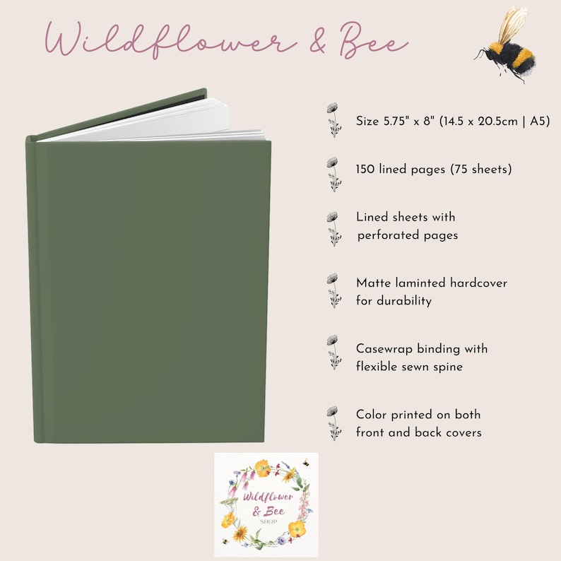 Anpassad gästbok för babyshower med vildblommor, brev till bebis, personlig dagbok, födelsedagsbrev, babyflicka, fjäril, vildblommig babyshower bild 3