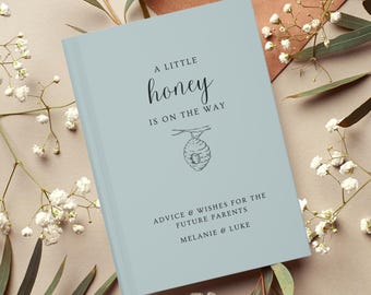 Livre d'or pour baby shower Abeille, voeux de bébé Un peu de miel est sur le chemin Décoration de baby shower Livre d'or personnalisé, cadeau personnalisé pour nouvelle maman