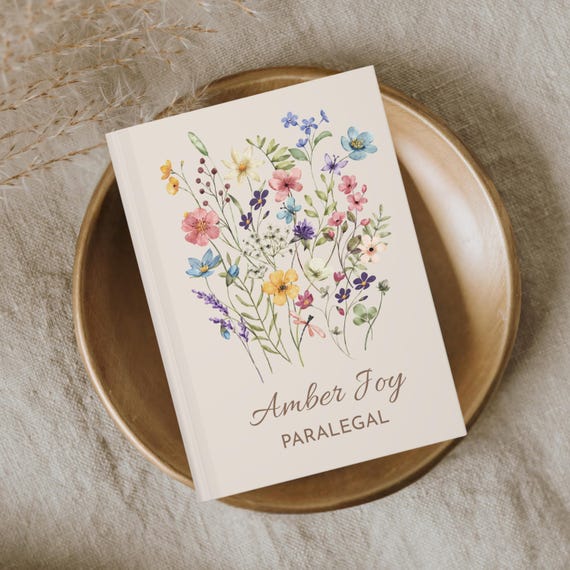 Paralegal Gift, Custom Name Law Office Notebook, Wildflower Thank You Gift, Gift for Law Student, Custom Name Journal