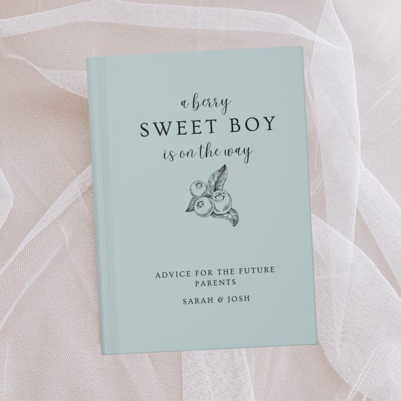 A Berry Sweet BOY Baby Shower Guest Book Wishes for Baby A Blueberry Boy Is On The Way Baby Shower Decor Custom Guestbook, Personalized Name