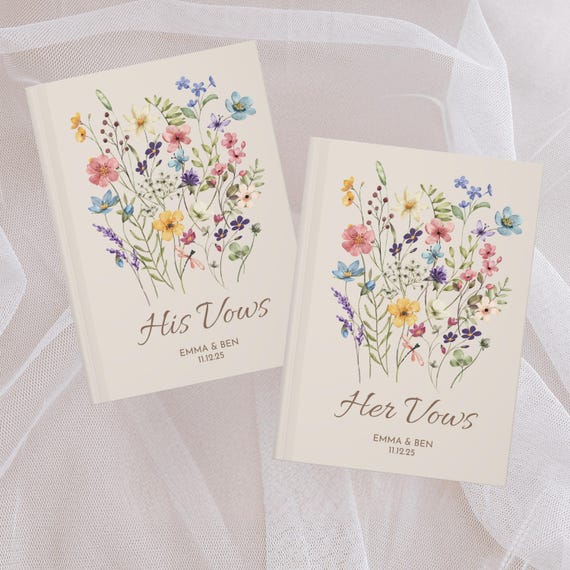 Wildflower Vow Books Custom His And Her Vow Books Elegant Wedding Keepsake Personalized Romantic Wedding Ceremony Gift Floral
