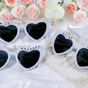 Lunettes de soleil perlées personnalisées pour mariée, Lunettes de soleil pour mariée, Future mariée, Lunettes de soleil pour EVJF, Cadeau baby shower, Accessoires de mariage image 6