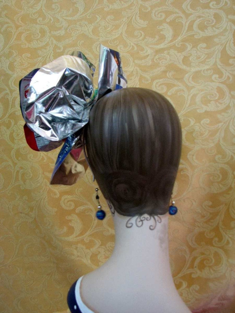 Fascinator Hat Recycled Headdress Crazy Chip Bag Headpiece image 3