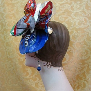 Fascinator Hat Recycled Headdress Crazy Chip Bag Headpiece image 5