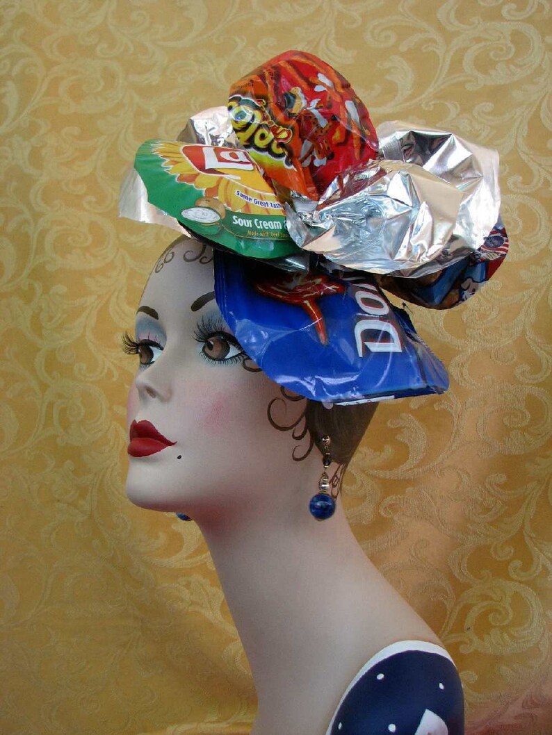 Fascinator Hat Recycled Headdress Crazy Chip Bag Headpiece image 1