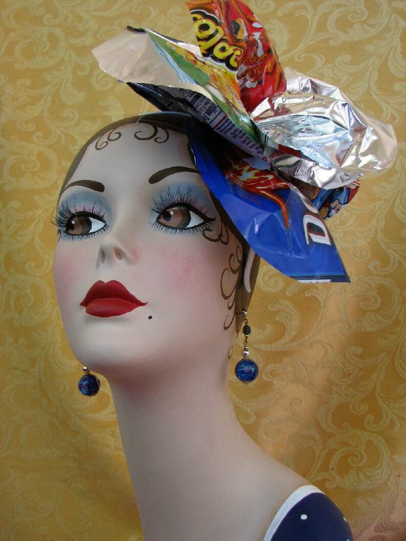 Fascinator Hat Recycled Headdress Crazy Chip Bag Headpiece image 2