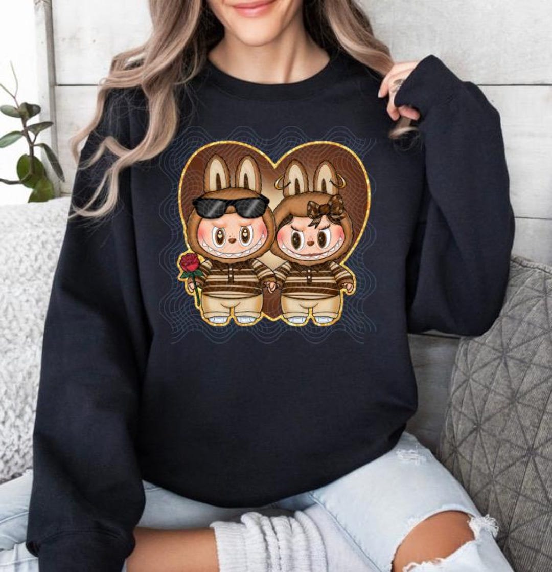 【KOOLOSET】Chicano Lettering Balloon Sweatshirt Chicano Labubu Couple Sweatshirt or T-shirt, Chicano Couple