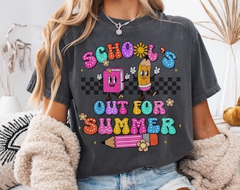 Comfort Colors Last Day of School Shirt for Teachers, End of School Year Shirts, Teacher Team Shirt, Retro Happy Last Day of School Tshirt