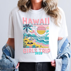 Comfort Colors Custom Girls Trip 2025 Shirts, Personalized Location Matching Group Vacation Tshirts Custom Girls Weekend T-shirts Girls Trip