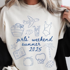 Custom Girls Weekend 2025 Shirts, Personalized Matching Group Vacation Tshirts, Custom Location Girls Trip T-shirts, Custom Destination Tees
