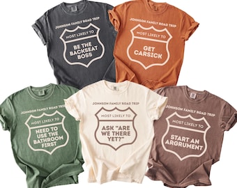 Most Likely To Family Road Trip Shirts, Personalized Family Vacation Tshirt, Comfort Colors Group Matching Trip Shirts, Family Trip Tees
