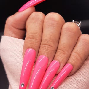 Barbie Press On Nails , Bling Accents , Luxury Pink , Free Prep Kit Glue on Nails, False Nail Set, Custom made nails