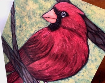 Cardinal Art Note Card: Blank Greeting Card, Bird Illustration