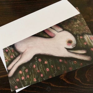 Folk Art Bunny Note Card: 5x7 Blank Greeting Card