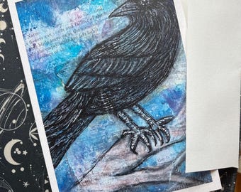 Magical Crow Art Card: Pearl Finish, Recycled Paper (5x7)