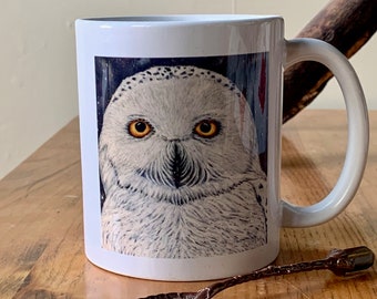 Ceramic Snowy Owl Mug For Owl Lovers Owl Print Coffee Mug Owl Tea Mug