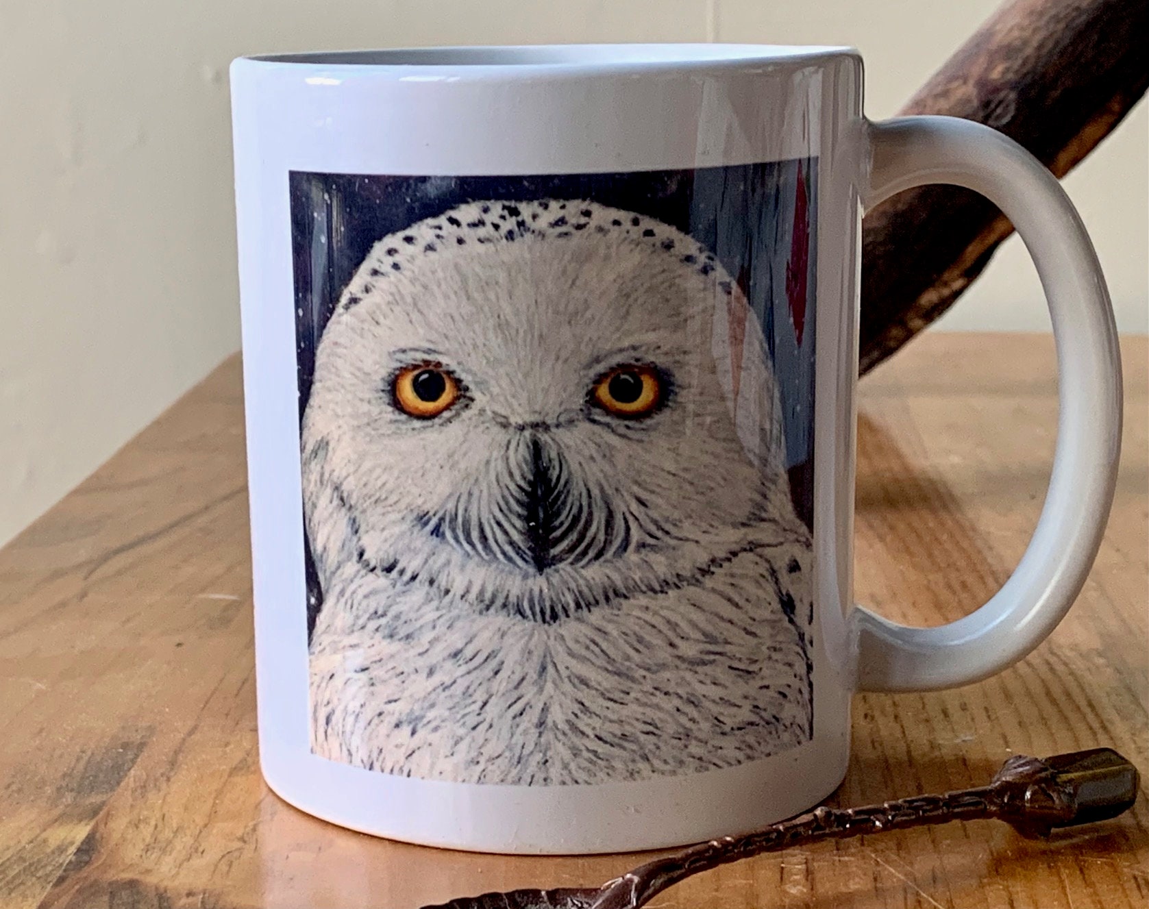 Ceramic Snowy Owl Mug For Owl Lovers Owl Print Coffee Mug Owl Tea Mug