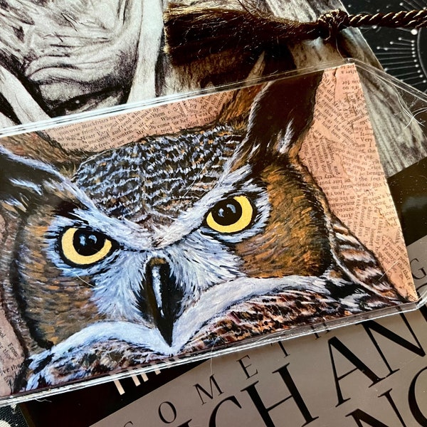 Great Horned Owl Bookmark Owl Lovers Journal Bookmark For Readers Mini Bookmark