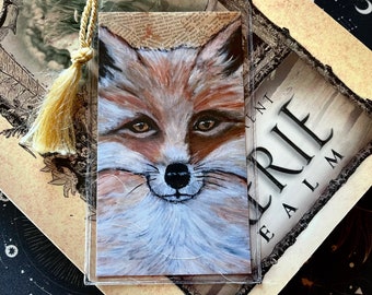 Woodland Fox Art Bookmark: Bookworm Gift with Tassel